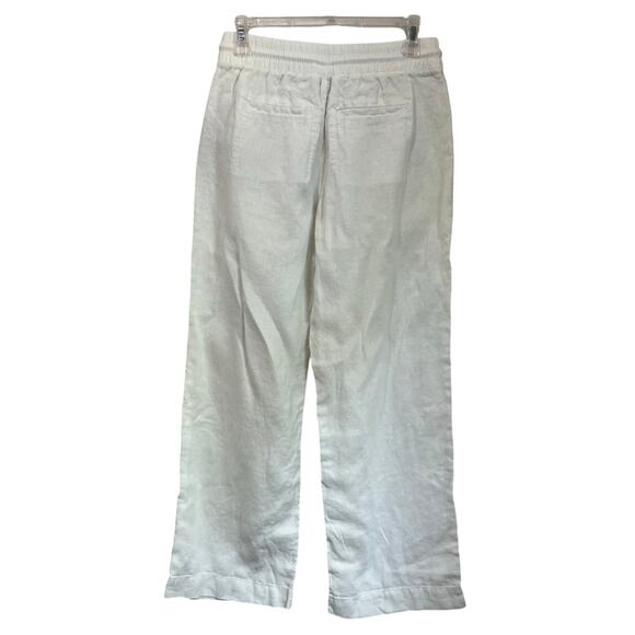 Athleta Retreat Linen Pants Woman White Wide Leg Summer Pockets Size 2 533474 - Picture 3 of 9